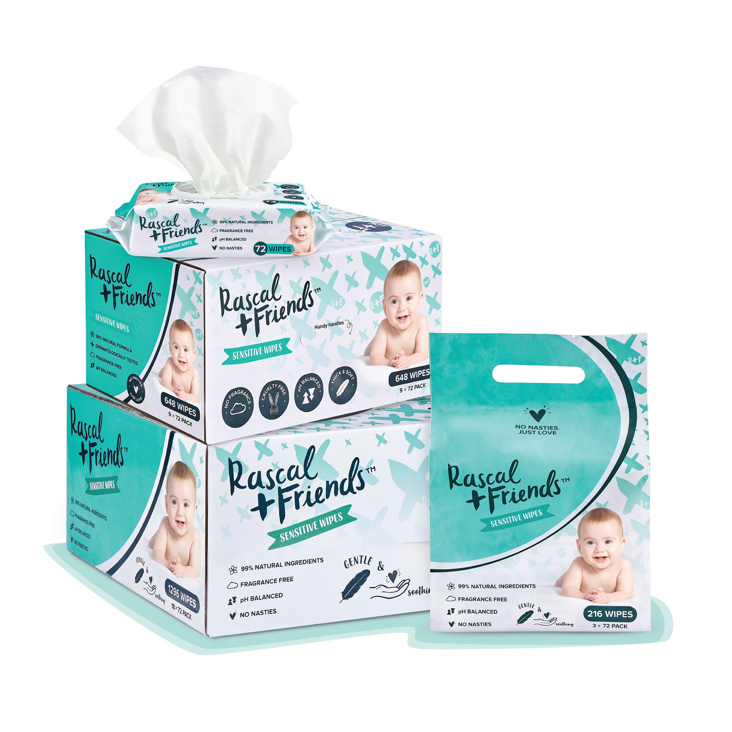 Rascal + Friends Sensitive Wipes - Best for Baby